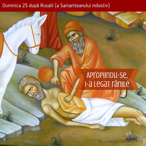 Apropiindu-se, i-a legat rănile